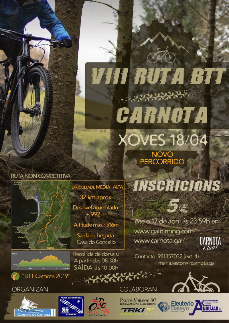 VIII RUTA BTT CONCELLO DE CARNOTA 2019 - Inscríbete